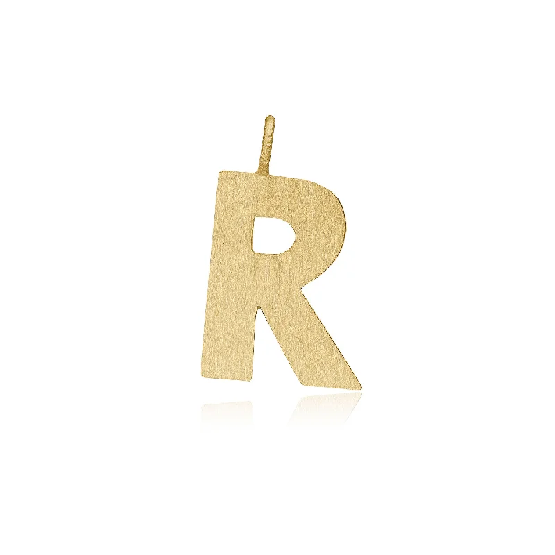 real zircon gemstone bracelet Letter R 18K Gold Pendant