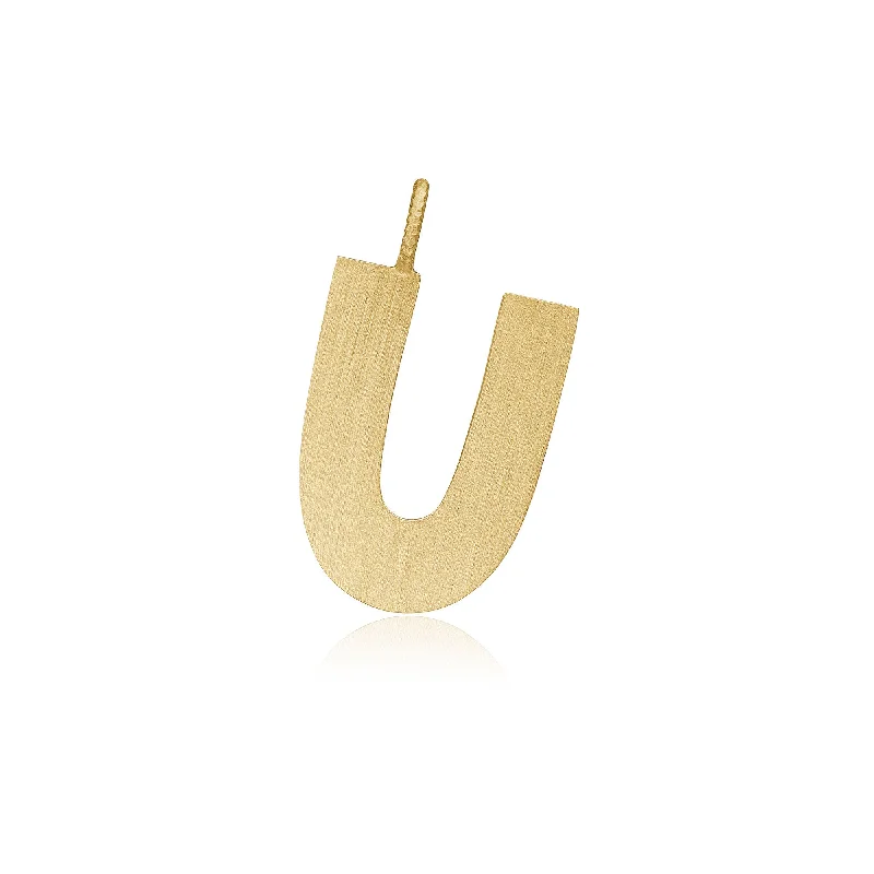minimalist disc pendant necklace Letter U 18K Gold Pendant