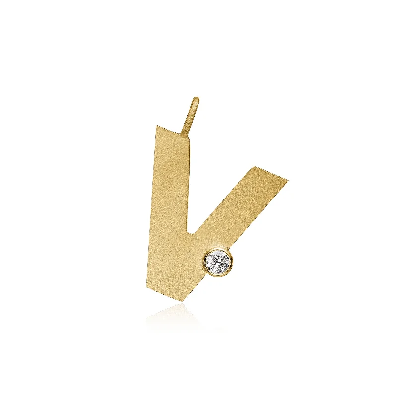personalized ring with name Letter V 18K Gold Pendant w. Diamond
