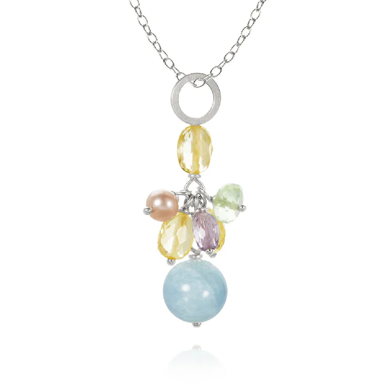 thin silver chain necklace Piccolo Silver Necklace w. Gemstones
