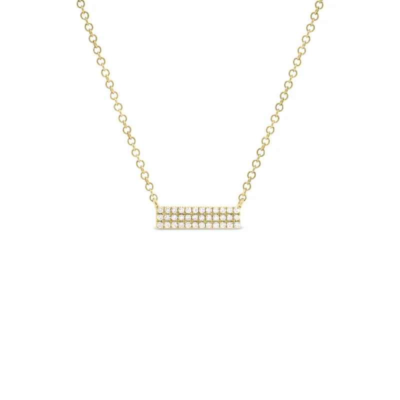 rose gold anklet chain Gold Pave Mini Diamond Bar Necklace