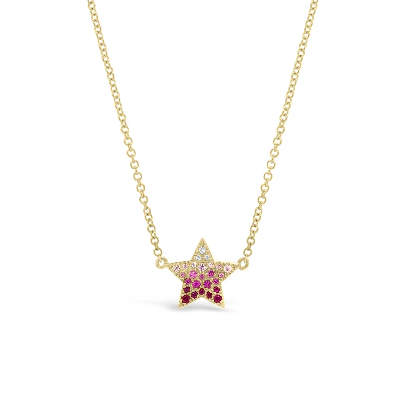 unique wooden bead necklace Gradient Gemstone & Diamond Star Necklace