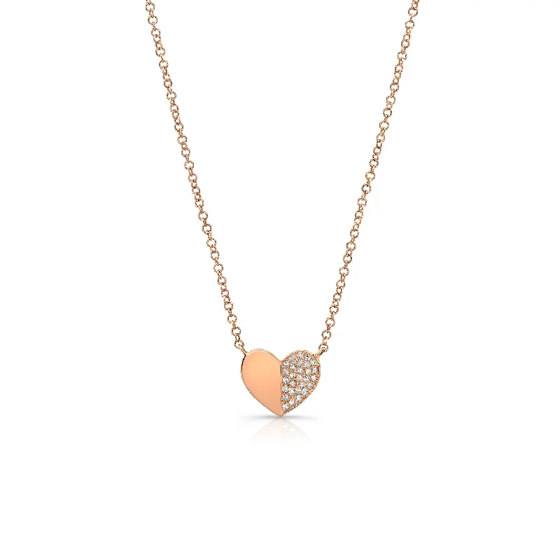 handcrafted turquoise necklace Half-Diamond Heart Pendant Necklace