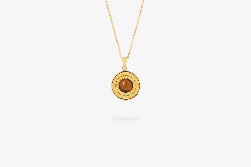 bold chunky cocktail ring IX Anker 22K Gold Plated Pendant w. Tiger Eye