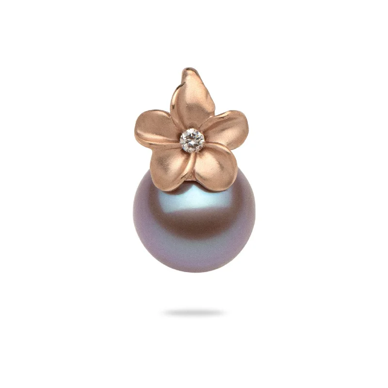 custom engraved wedding band Plumeria Lilac Freshwater Pearl Pendant in Rose Gold - 9-10mm custom engraved wedding band Plumeria Lilac Freshwater Pearl Pendant in Rose Gold - 9-10mm