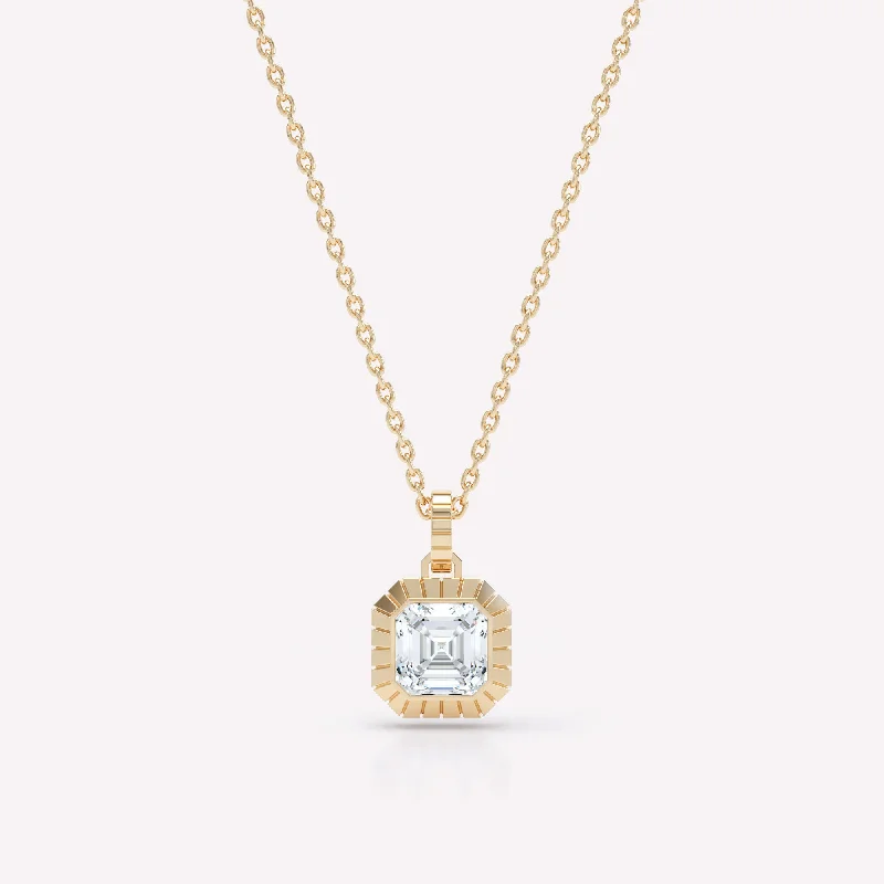 bold statement ring chunky Eternity Engraved Asscher 18K Gold Necklace w. Lab-Grown Diamond bold statement ring chunky Eternity Engraved Asscher 18K Gold Necklace w. Lab-Grown Diamond