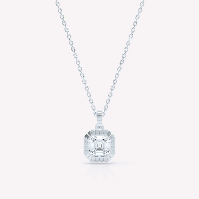 rose quartz bracelet healing Eternity Engraved Asscher 18K Whitegold Necklace w. Lab-Grown Diamond