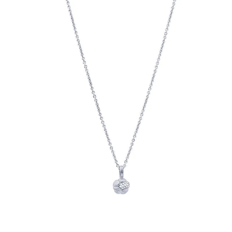 double-layered choker necklace Savá 18K Whitegold Pendant w. 16 Diamonds