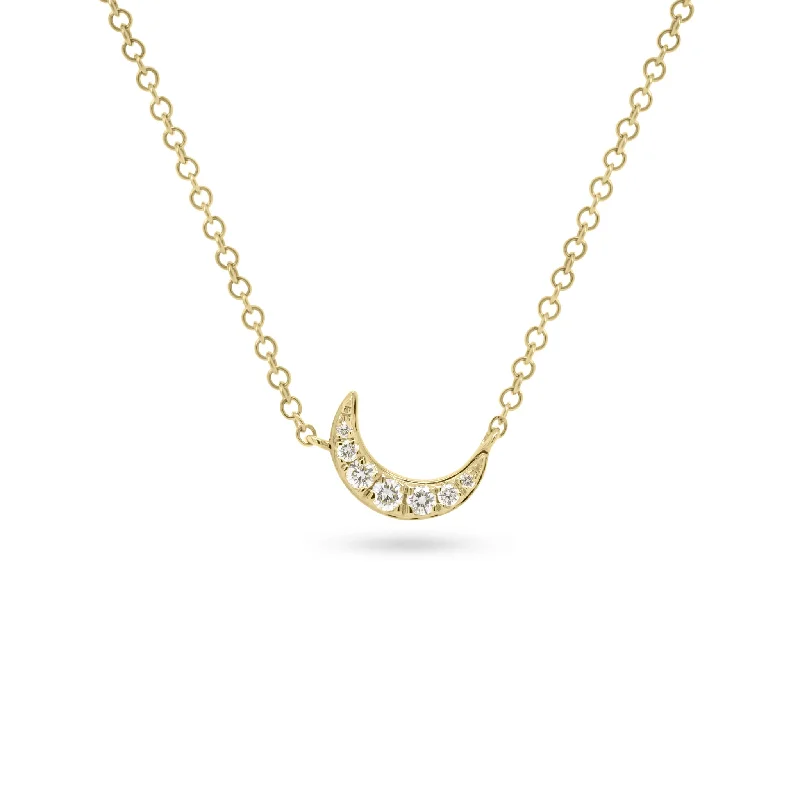unique emerald green ring Petite Diamond Crescent Moon Necklace