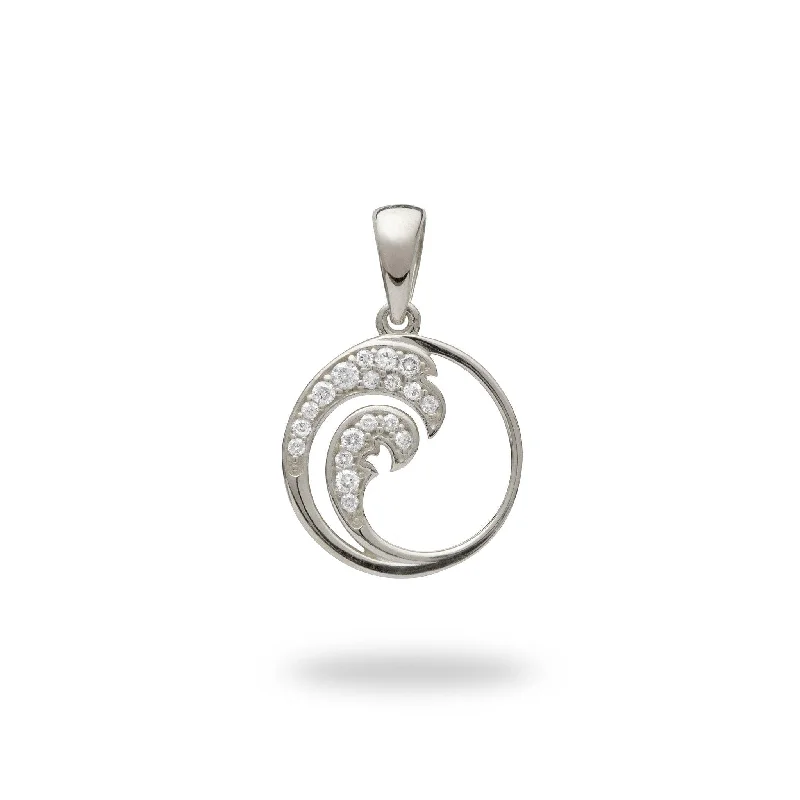 cute cat charm bracelet Nalu Pendant in White Gold with Diamonds - 12mm
