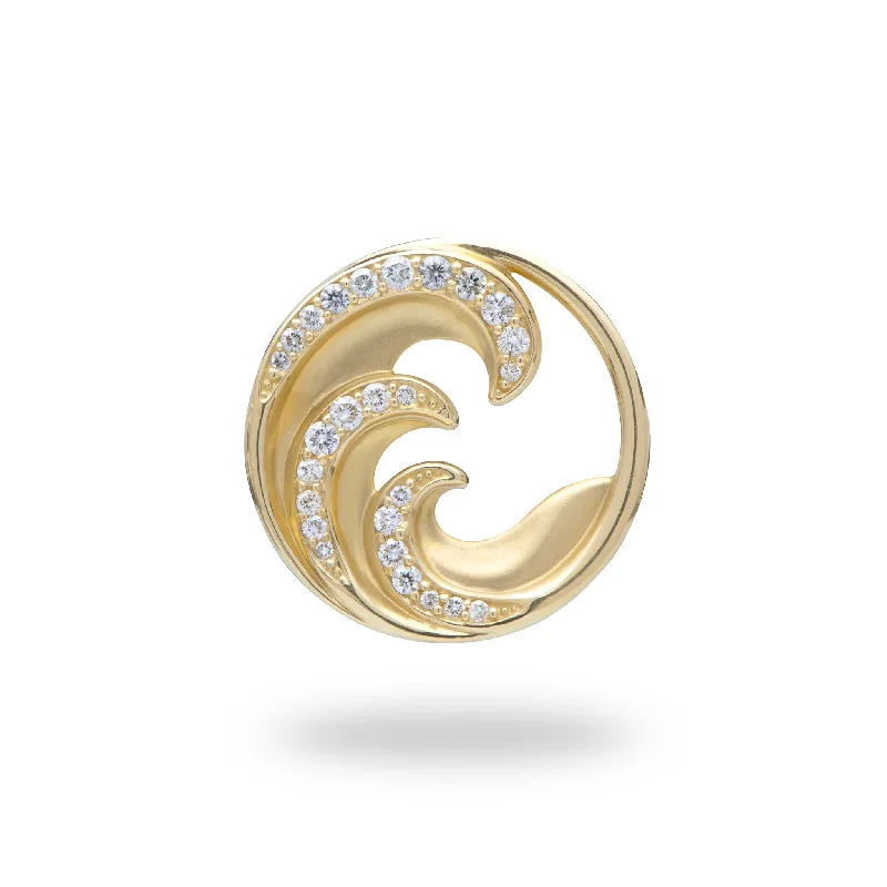 adjustable infinity charm bracelet Nalu Pendant in Gold with Diamonds - 22mm