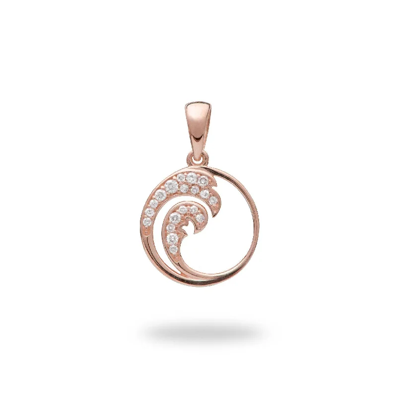 small diamond cross pendant Nalu Pendant in Rose Gold with Diamonds - 12mm