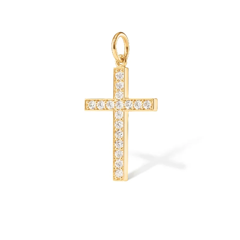 men’s titanium ring with diamonds Cross Pavé 18K Gold Pendant w. Diamonds