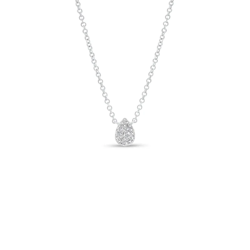 modern geometric silver ring Diamond Pave Teardrop Pendant