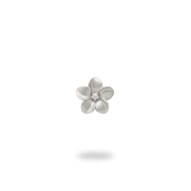 handmade wire-wrapped gemstone ring Plumeria Pendant in White Gold with Diamond - 9mm handmade wire-wrapped gemstone ring Plumeria Pendant in White Gold with Diamond - 9mm