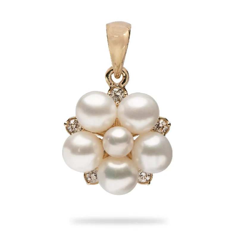 real opal engagement ring Tiny Bubbles Freshwater White Pearl Pendant in Gold with Diamonds
