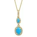 celestial zodiac sign necklace Turquoise in Halo Drop Pendant in 14K Yellow Gold