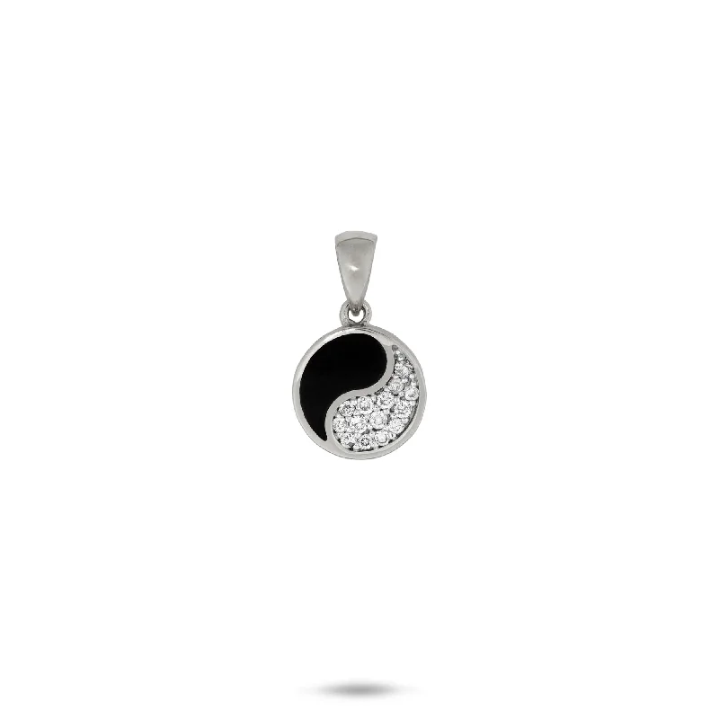 simple crystal earrings Yin Yang Black Coral Pendant in White Gold with Diamonds - 10mm simple crystal earrings Yin Yang Black Coral Pendant in White Gold with Diamonds - 10mm
