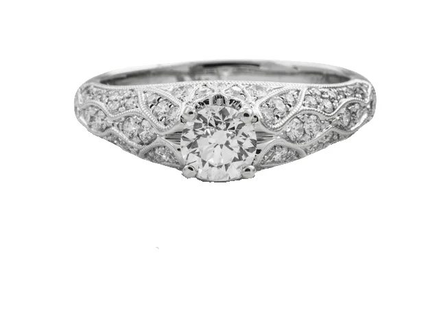 personalized couples ring engraved 1.13ct Total Weight Diamond Ring