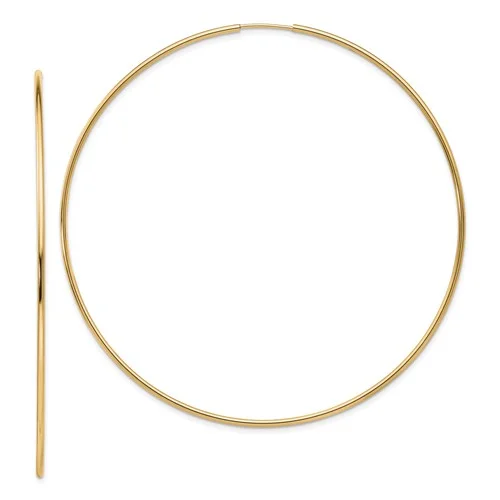 classic diamond hoop earrings 14k Yellow Gold 66MM Endless Hoop Earrings