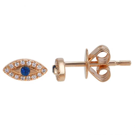 sterling silver braided ring 14K Rose Gold Diamond + Sapphire Evil Eye Earrings