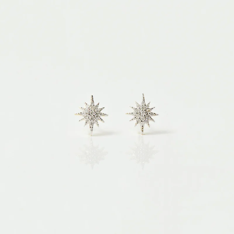 classic gemstone stud earrings Diamond Starburst Stud Earrings