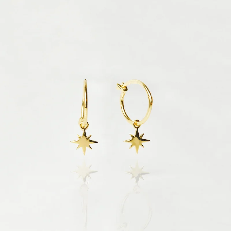 delicate gold band ring Star Charm Hoops In Gold Vermeil