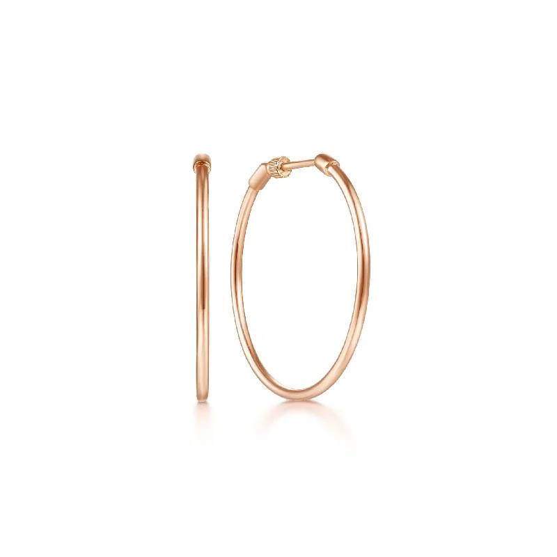 men’s titanium ring with diamonds 14K Rose Gold 30mm Plain Round Classic Hoops