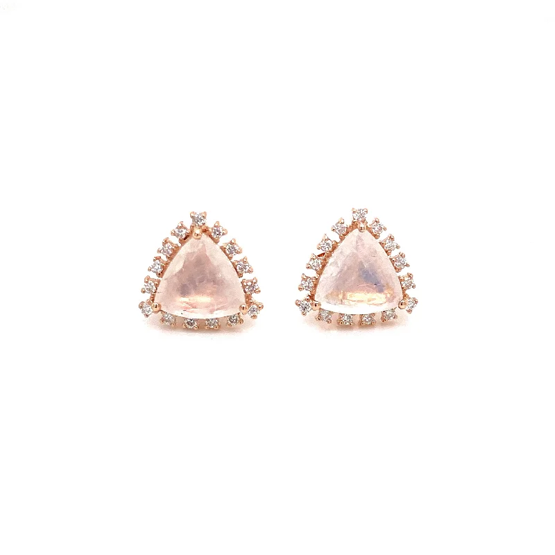 unique gemstone cocktail ring 14K Rose Gold Diamond and Trillion Moonstone Earrings