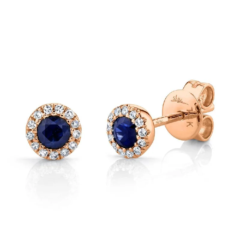 celestial star cluster earrings 14K Rose Gold Diamond + Blue Sapphire Earrings