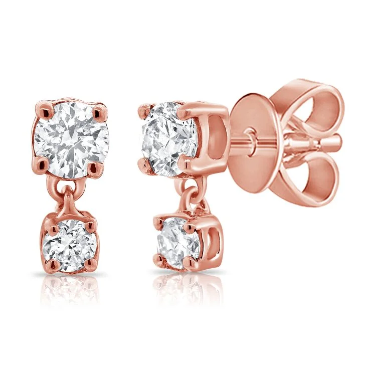 classic silver pearl earrings 14K Rose Gold Diamond Dangle Earrings