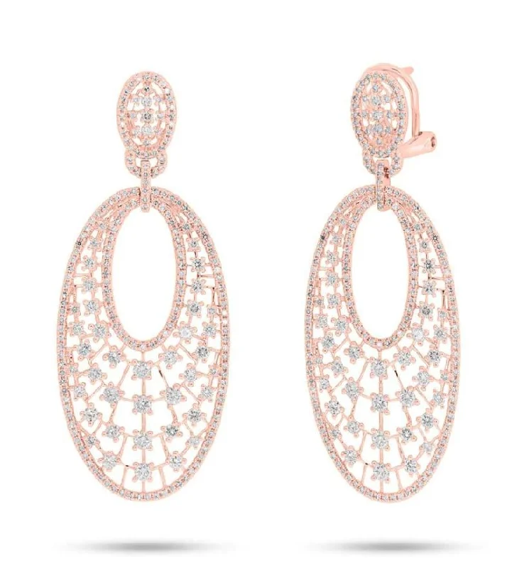 crystal-studded gold ring 14k Rose Gold Diamond Earrings