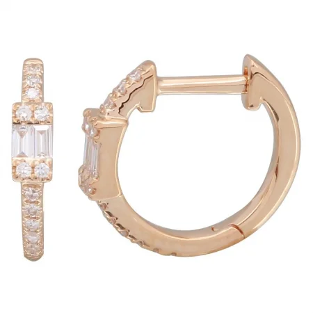 eternity ring for anniversary 14K Rose Gold Diamond Huggie Earrings