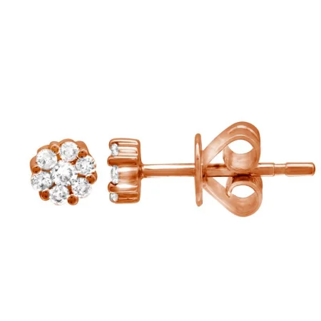 handcrafted filigree ring silver 14K Rose Gold Diamond Mini Flower Cluster Earrings handcrafted filigree ring silver 14K Rose Gold Diamond Mini Flower Cluster Earrings