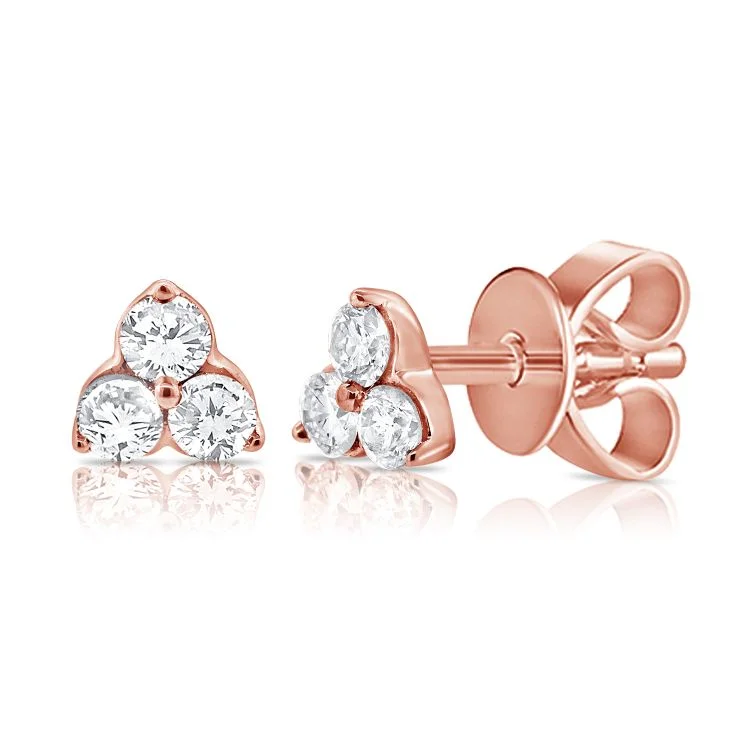 statement gold cuff earrings 14K Rose Gold Diamond Trio Stud Earrings