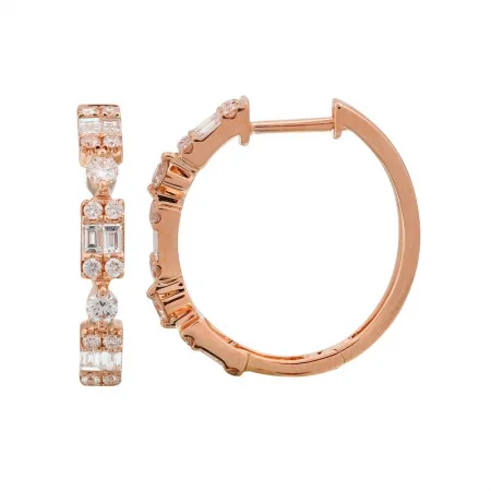 hand-stamped coordinates bracelet 14K Rose Gold Round + Baguette Cluster Hoop Earrings hand-stamped coordinates bracelet 14K Rose Gold Round + Baguette Cluster Hoop Earrings