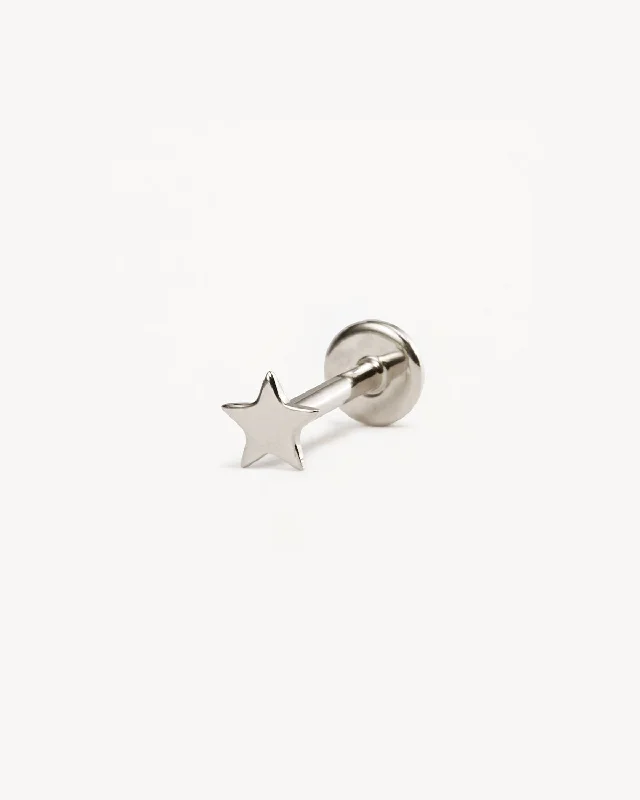 vintage-inspired gold locket 14k Solid White Gold Stellar Cartilage Flatback Earring