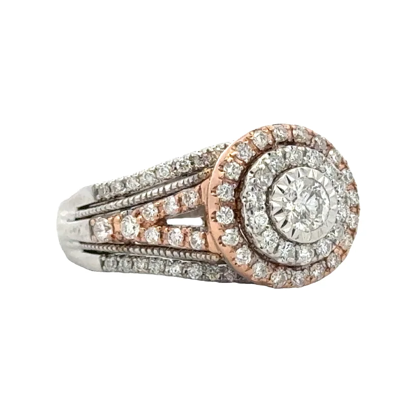gold wedding band for men 14K White and Rose Gold Diamond Ring