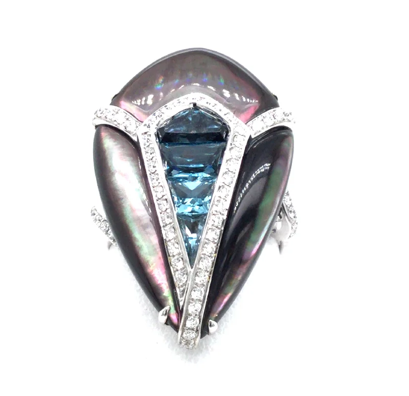 classic diamond solitaire earrings 14K White Contemporary Black Mother of Pearl, Blue Topaz and Natural Diamond Ring Size 7 classic diamond solitaire earrings 14K White Contemporary Black Mother of Pearl, Blue Topaz and Natural Diamond Ring Size 7