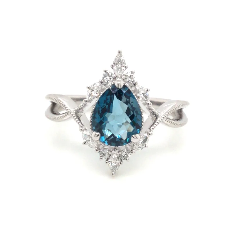 dainty gemstone drop earrings 14K White Contemporary Blue Topaz and Natural Diamond Ring Size 6.5 dainty gemstone drop earrings 14K White Contemporary Blue Topaz and Natural Diamond Ring Size 6.5