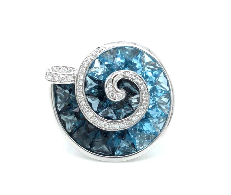 cute cat charm bracelet 14K White Contemporary Blue Topaz and Natural Diamond Ring Size 7
