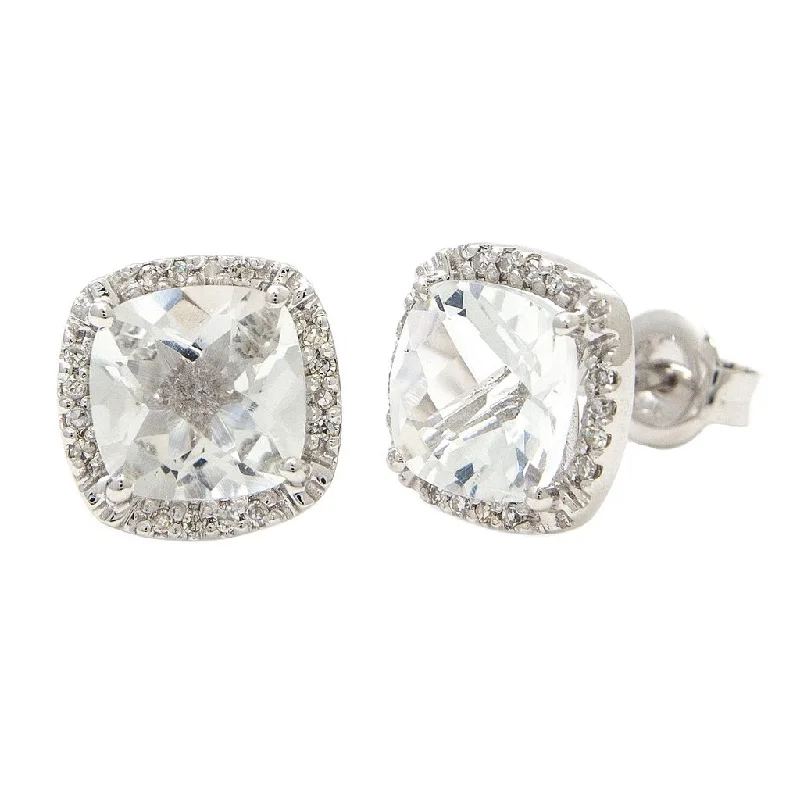 round-cut blue sapphire earrings 14k White Diamond & White Topaz Earrings