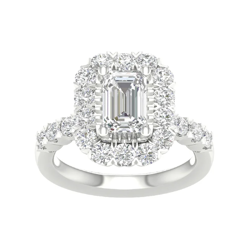 raw crystal cuff bracelet 14K White Emerald Cut Lab Grown Diamond Halo Engagement Ring raw crystal cuff bracelet 14K White Emerald Cut Lab Grown Diamond Halo Engagement Ring