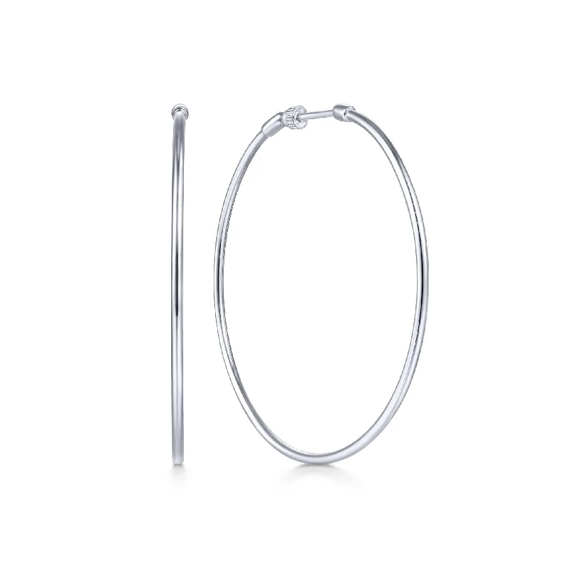 classic gold cuff bracelet 14K White Gold 50mm Plain Round Classic Hoops