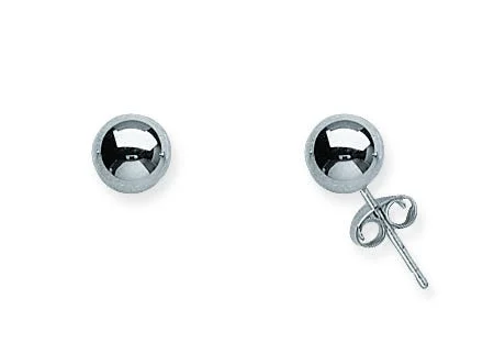 pearl and gold chain earrings 14K White Gold 6mm Ball Stud Earrings