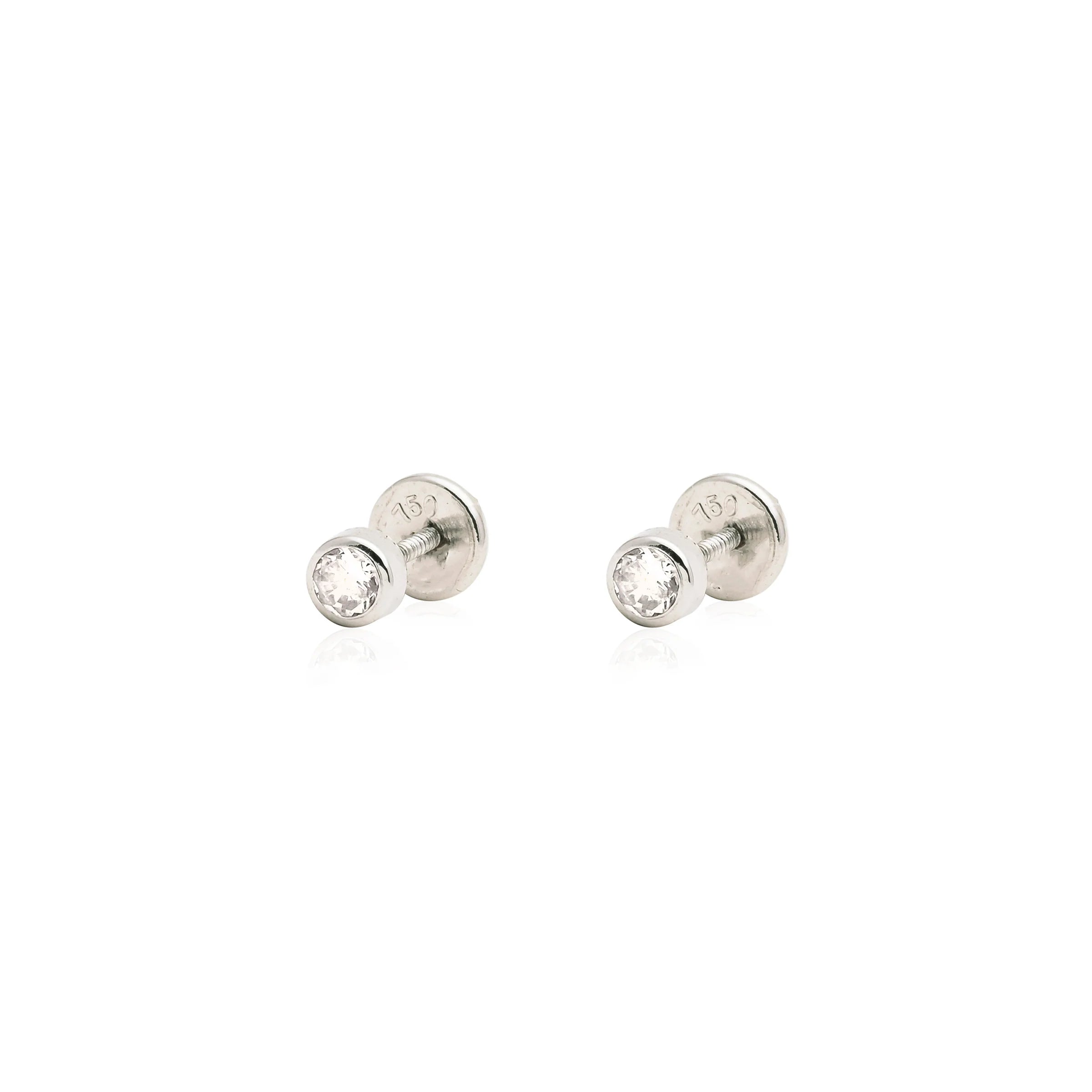 simple turquoise stud earrings 14K White Gold CZ Children's Earrings