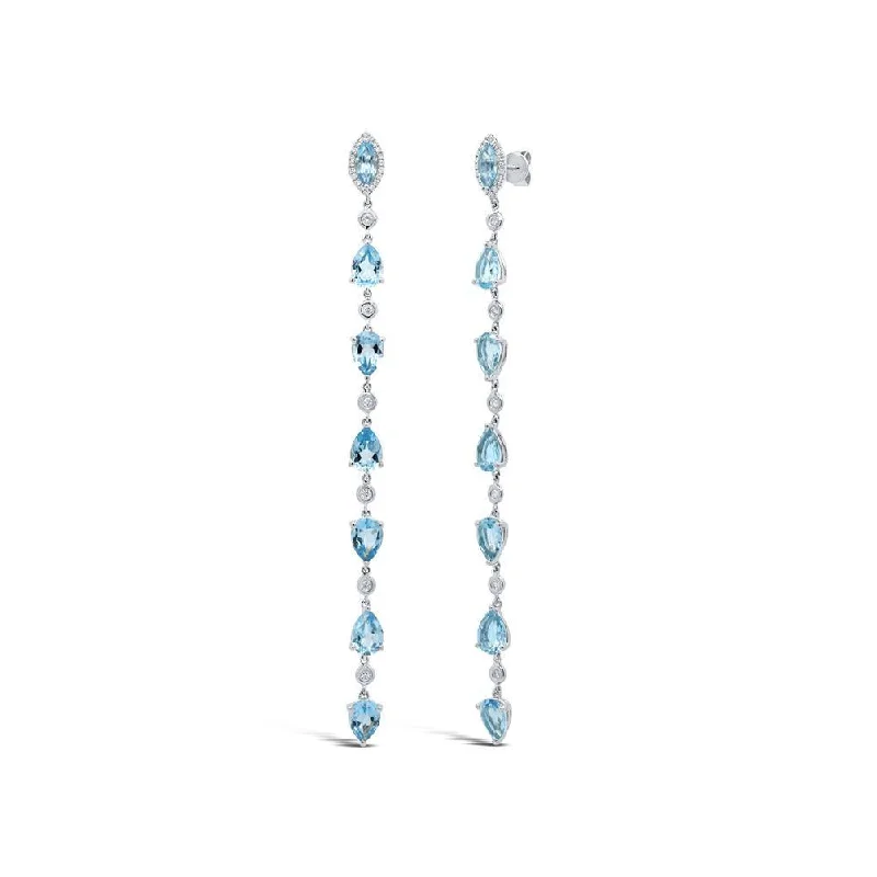 boho beaded statement necklace 14K White Gold Diamond + Blue Topaz Earrings