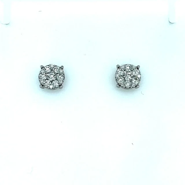 rose gold feather earrings 14K White Gold Diamond Cluster Studs