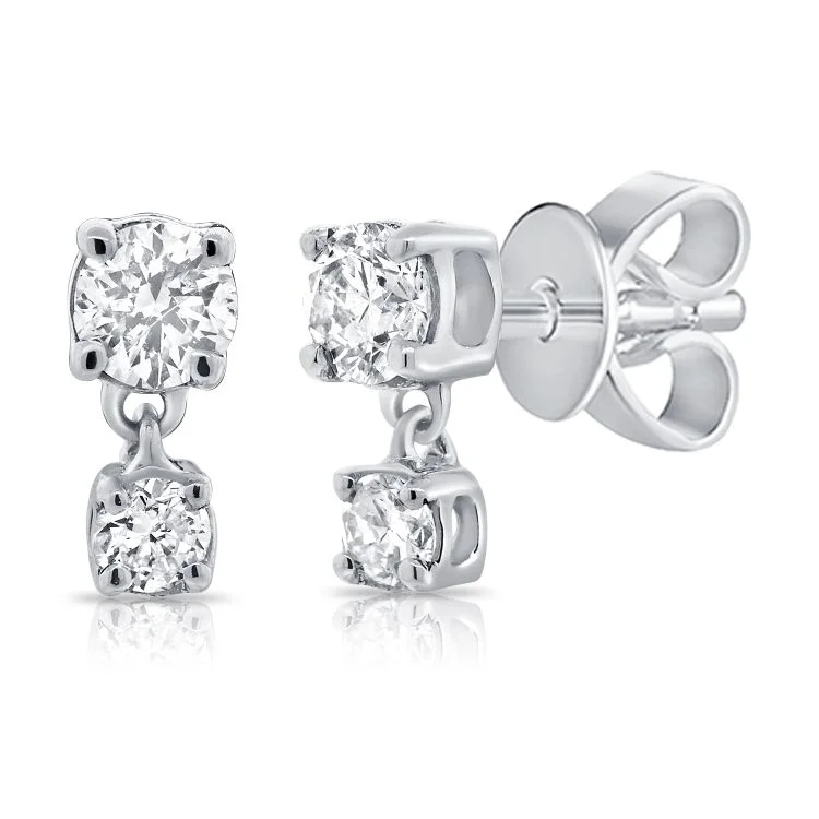 vintage platinum wedding band 14K White Gold Diamond Dangle Earrings