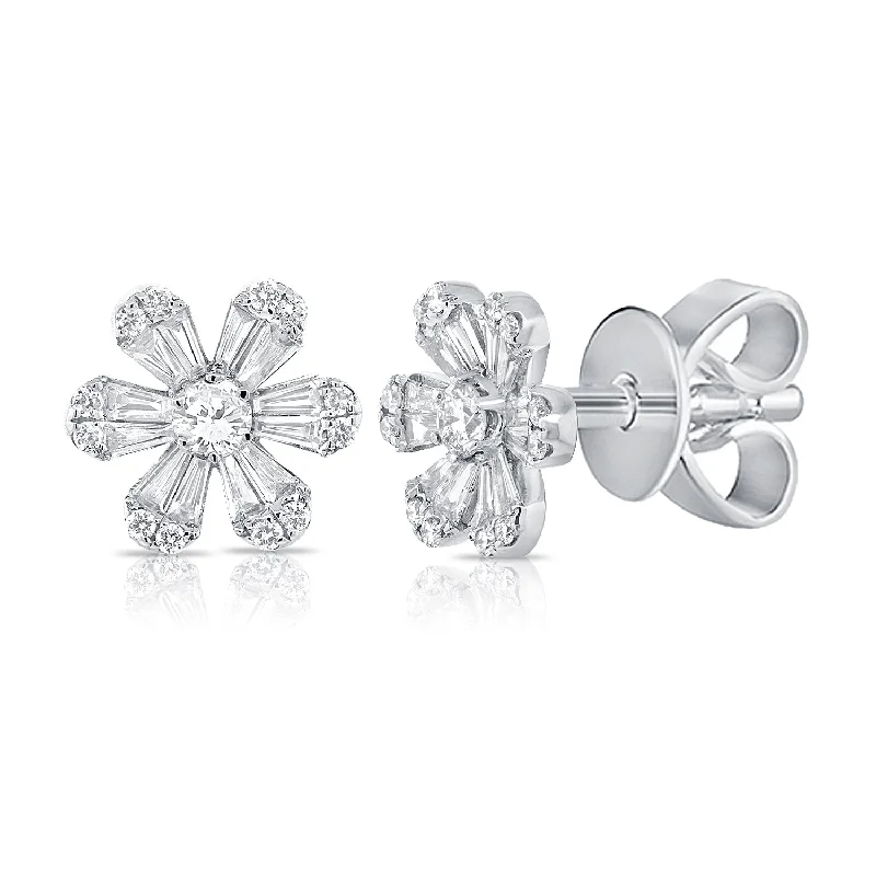 adjustable infinity charm bracelet 14K White Gold Diamond Flower Stud Earrings